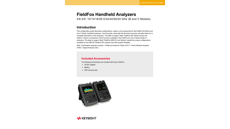 FieldFox Handheld Analyzers 4/6.5/9/14/18/26.5/32/44/50/54 GHz (B and C models)